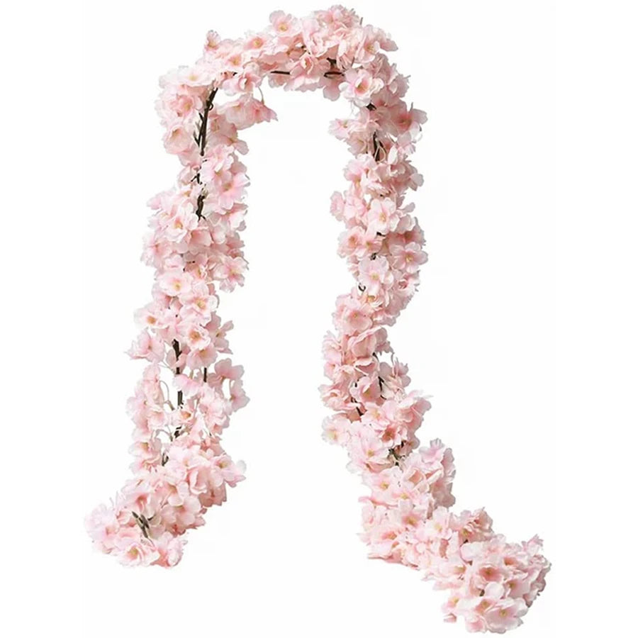 180Cm Artificial Sakura Flowers Vine Wedding Outdoor Garden Rose Arch Home Decor Christmas Silk Scrapbook Background Wall Plants