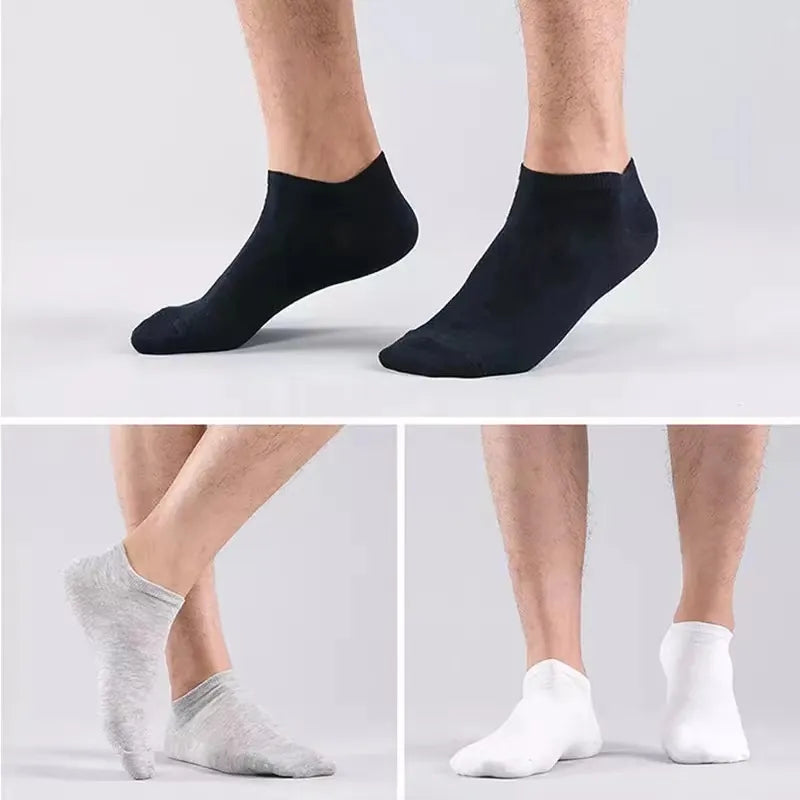 10pairs/Lot Men's Socks Casual Boat Socks Black Business Socks Solid Color Breathable Comfortable High Quality Ankle Socks 37-45