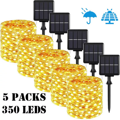 7m/12m/22m/32m LED lumière solaire extérieur jardin fée chaîne lumière LED scintillant étanche lampe pour noël Patio arbre fête