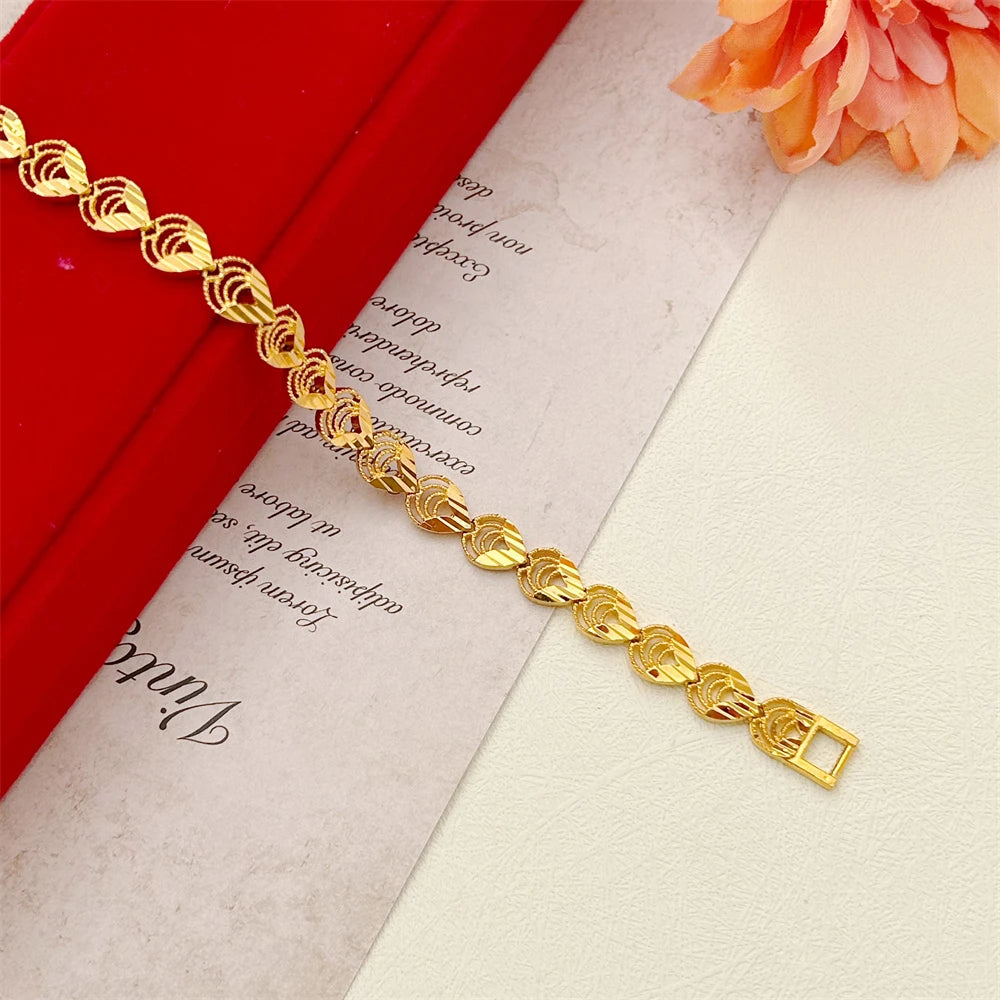 Stainless Steel Women's Hand Bracelet Crown Heart Leaves Flower Wide Chain Wristband Pulsera Femme Vintage Jewelry Party Gifts