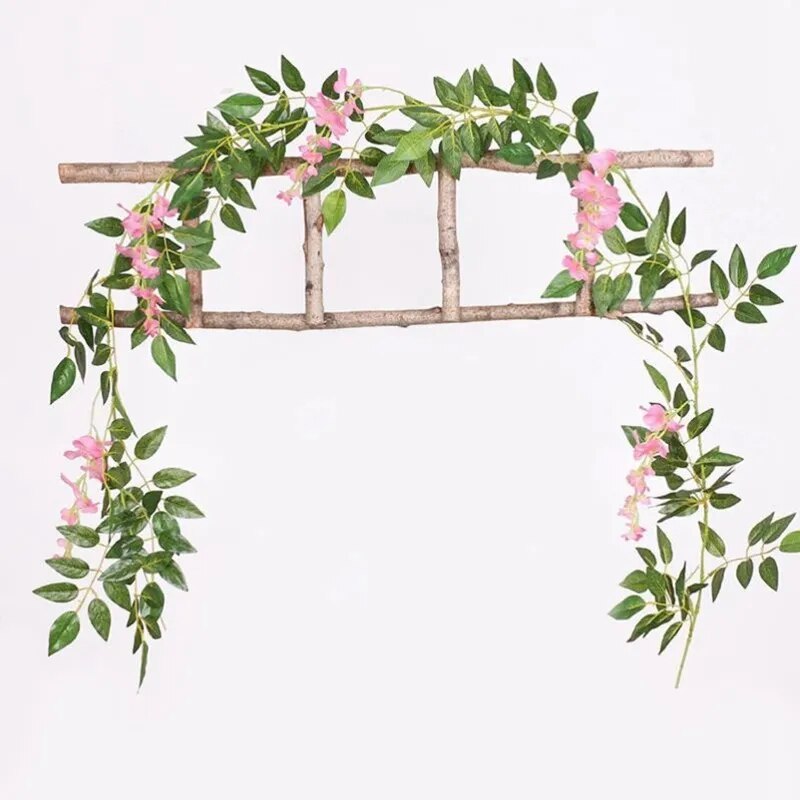 180cm Fake Ivy Wisteria Flowers Artificial Plant Vine Garland for Room Garden Decorations Wedding Arch Baby Shower Floral Decor