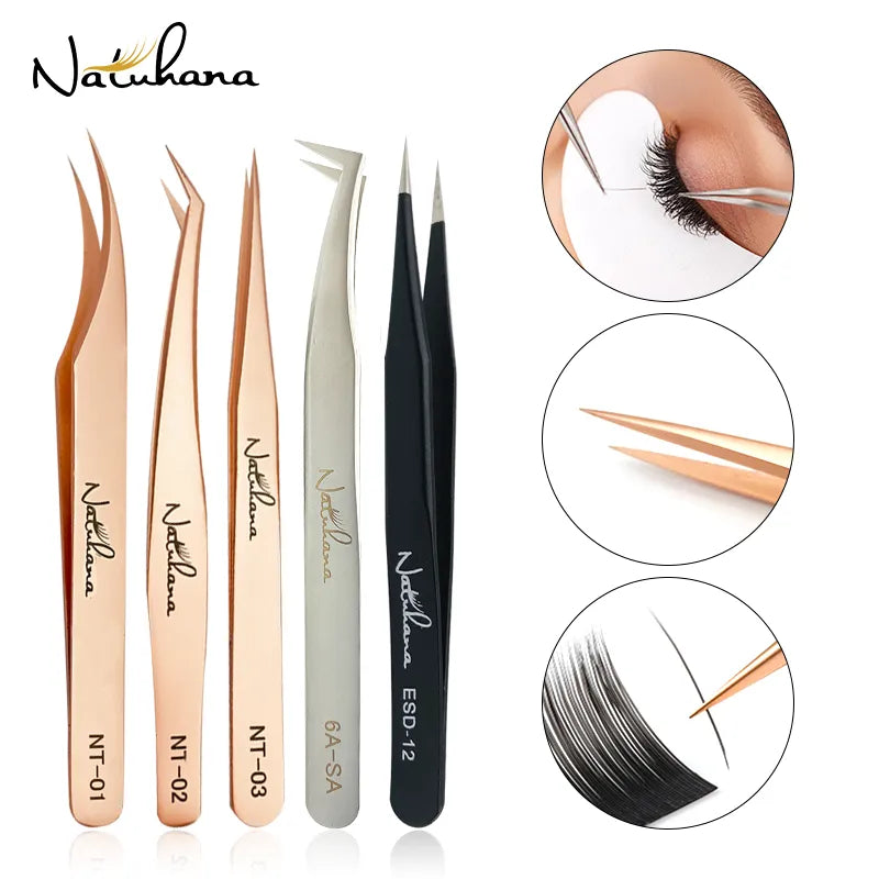 Anti-static Straight Eyelash Extension Tweezers Industrial Precision Curved Straight Lash Eyebrow Tweezers Makeup Tools