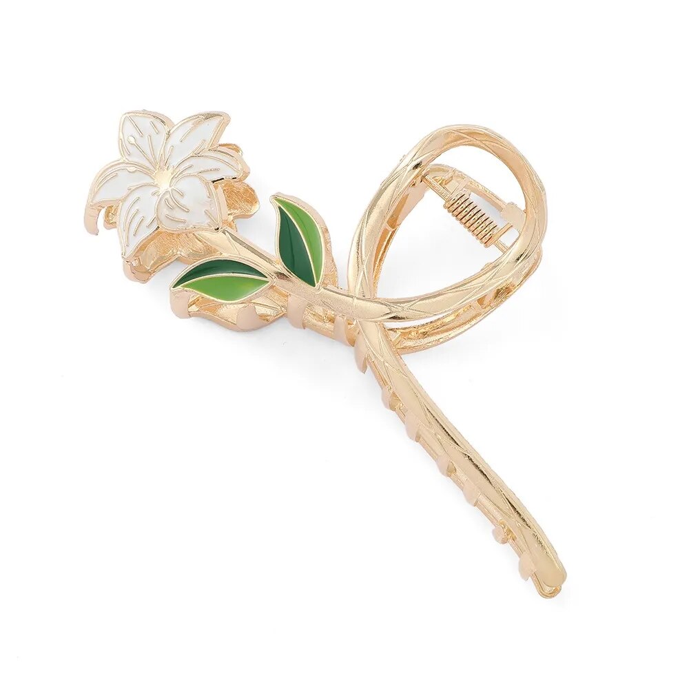 New Women Metal Hair Claw Elegant Gold Flowers Hair Clips Barrette Crab Headband Ponytail Clip Headwear hair accessories tiara