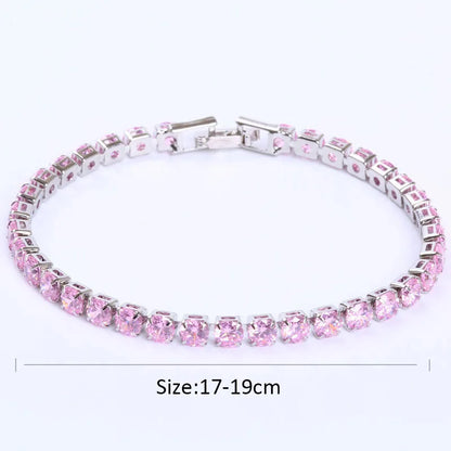 4mm Cubic Zirconia Crystal Tennis Bracelets  Gold Color Silver Color Bracelet Chain Jewelry