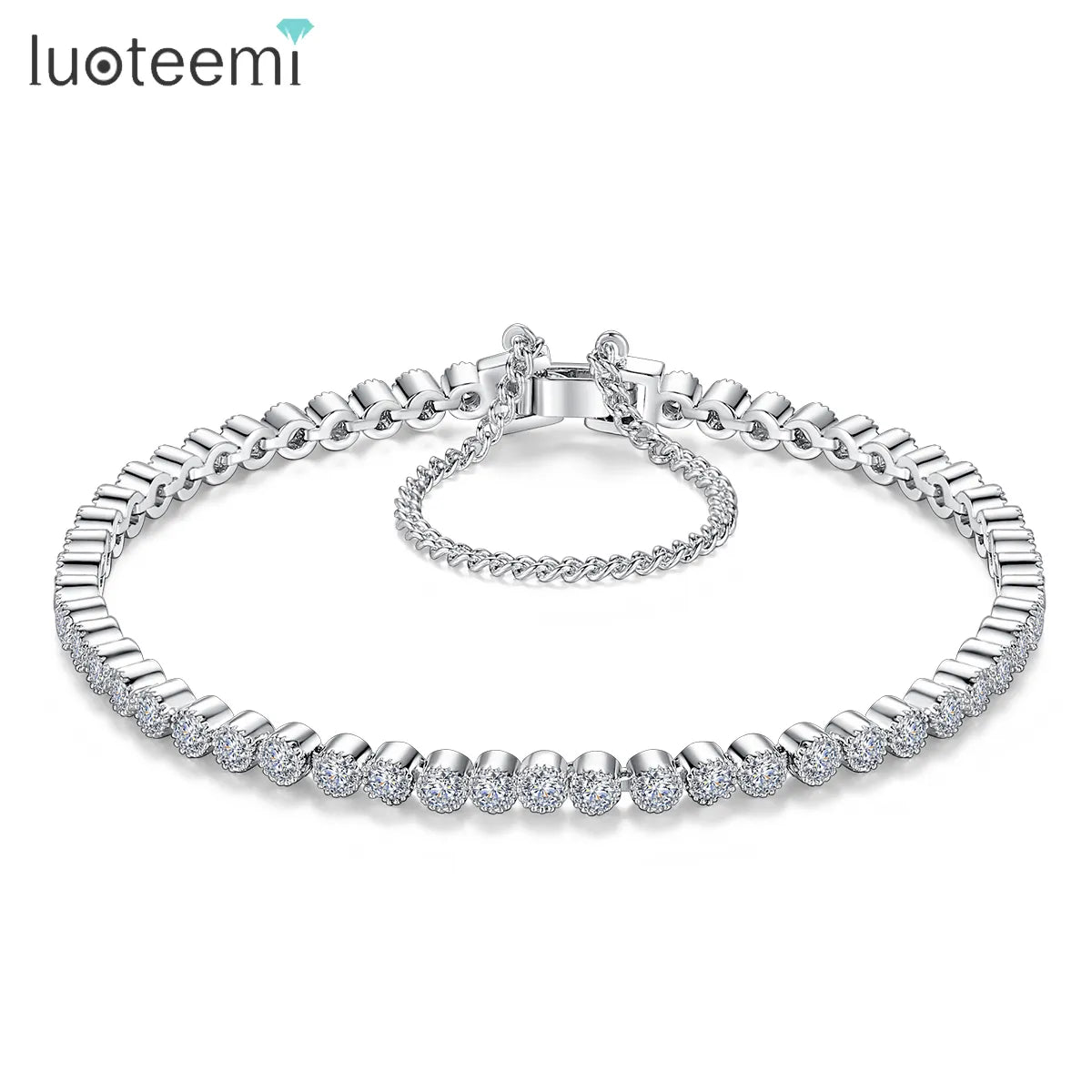 Tennisarmband med flera pärlor för kvinnor 4 mm rund Cubic Zircon