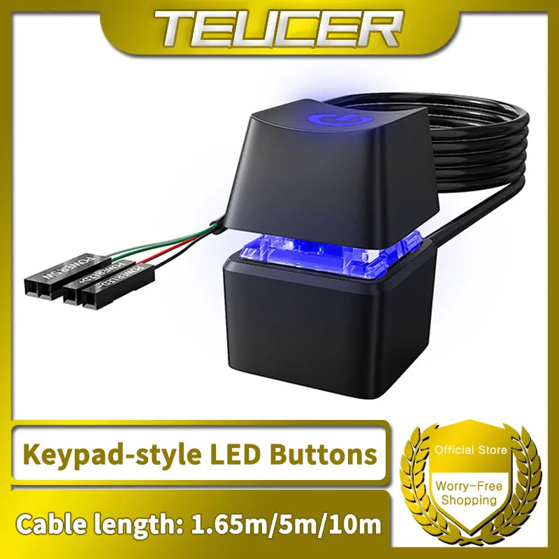 TEUCER 1.65/5/10m LED lumières ordinateur commutateur de bureau PC carte mère démarrage externe bouton d'alimentation câble d'extension pour le bureau à domicile