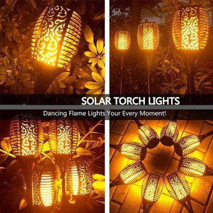 1/2/4/6/8/10/12Pcs Solar Flame Torch Light Flickering Light Waterproof Garden Decoration Outdoor Lawn Path Yard Patio Floor Lamp