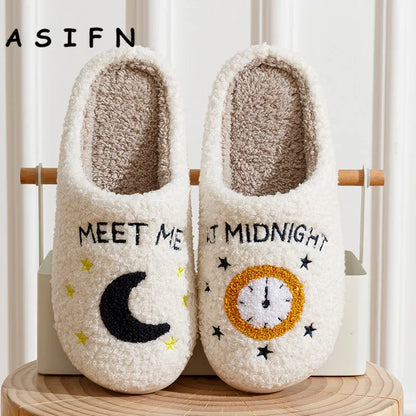 ASIFN Meet Me At Midnight Slippers Taylor Style Cozy Comfortable Embroidered Slides Soft TS Swifties Music Tour Houseshoes