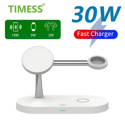 3 in 1 Wireless Charger Stand For iPhone 15 14 13 12 Pro magsafe Charger fast Charging Station for Samsung or Apple Watch Cable