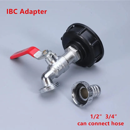 Durable IBC Tank Tap Adapter S60*6 Coarse Thread to 1/2'' 3/4'' Connector Replacement Valve Garden Home Valve Fitting Faucet