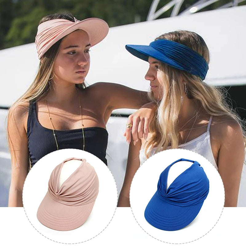 Flexibel vuxenhatt för kvinnor Anti-UV bredbrättad visirhatt Lätt att bära Resekepsar Mode Strand Sommar Solskydd Hattar