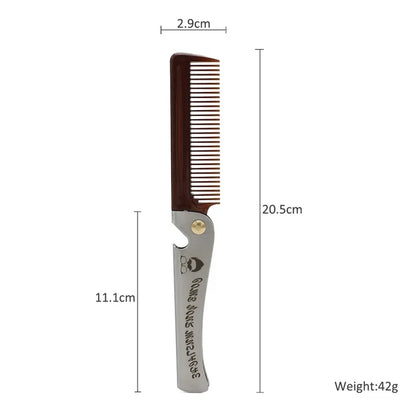 1 pcs Men Folding Pocket Comb Knife Hair Beard Comb Metal Handle