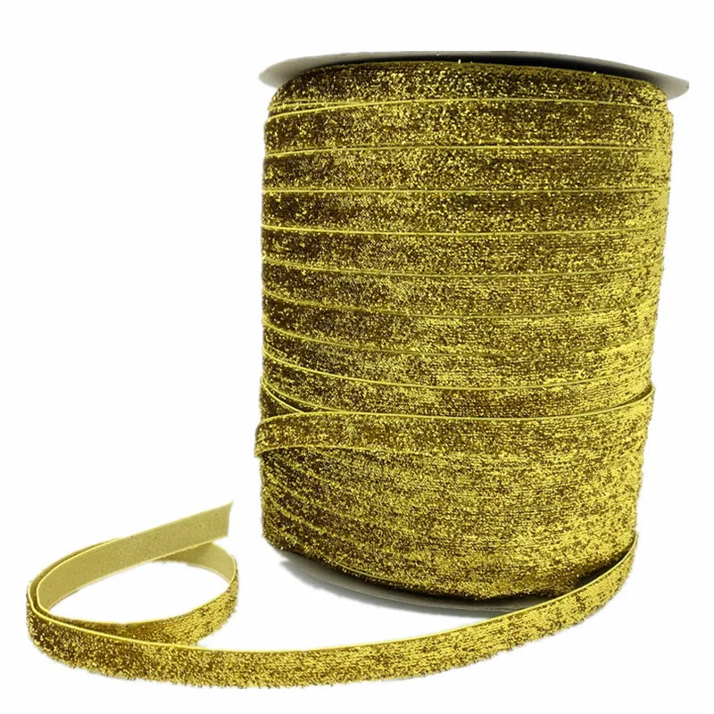 5 yards 3/8 "10mm Khaki Glitter Velvet Ribbon Headband Clips Bow Decoration #RS-20