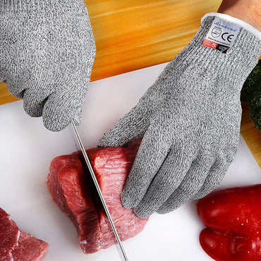 Grade 5 HPPE Anti-Cut Gloves Kitchen Gardening Anti-Cut Knitted Gloves Anti-Thorn Wear-Resistant Glass Building Cutting Gloves