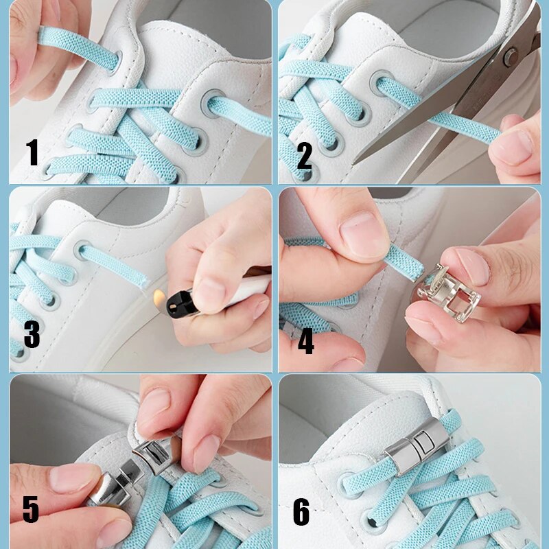 Cross Buckle Elastic Shoe Laces No Tie Shoelaces For Sneakers Flat Shoelace Kids Adult Elastic Laces One Size Fits All Shoes