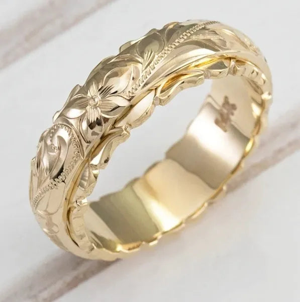 Delysia King Women Carving Rose Ring Anniversary Gift  Trendy Aristocats Versatile Jewellery