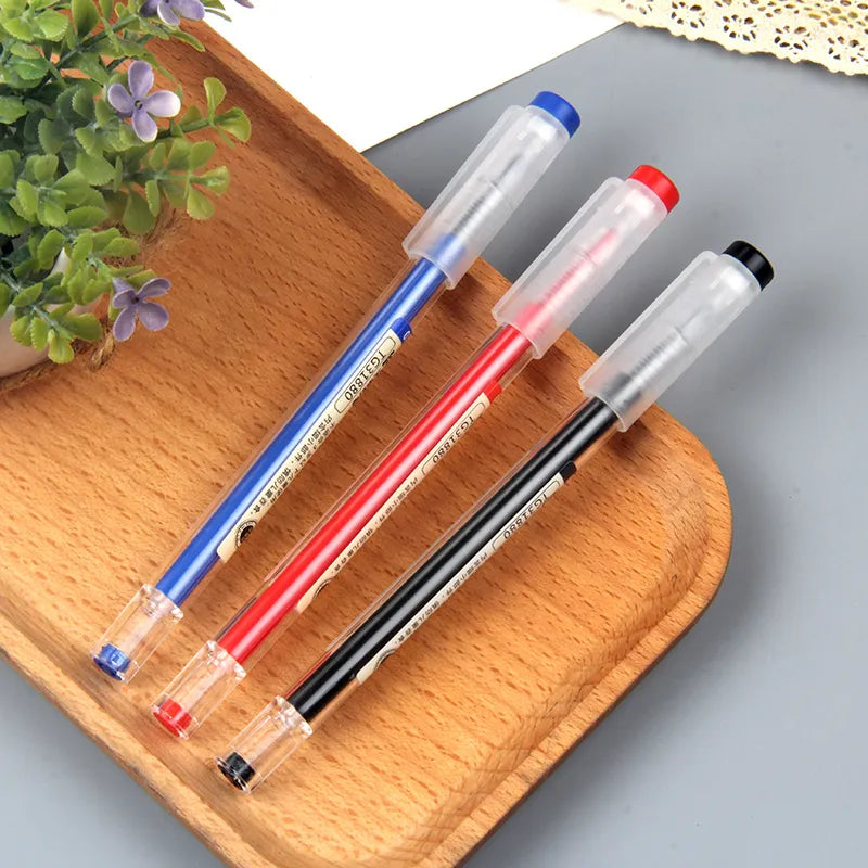 11Pcs/Lot 0.35mm Ultra Fine Finance Gel Pen Black/Blue/Red ink Refills Rods Gelpen For School Office Exam Supplies Stationery