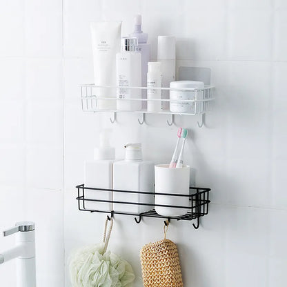 Étagère de salle de bain en fer forgé de style japonais, support mural de rangement de gel douche, toilettes, support de toilette sans poinçon