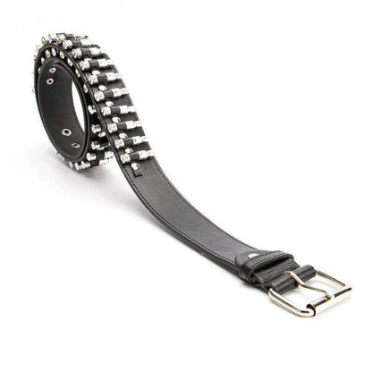 Ceinture décorative en cuir à balles creuses pour femmes, cloutée, à la mode, cadeau pour hommes, Goth Rock sauvage, ajustable, Punk, noire