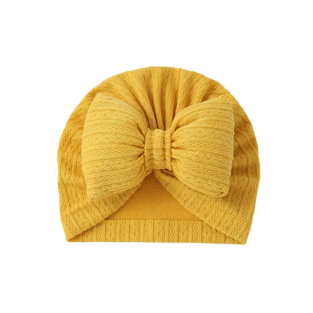 Lovely Bowknot Knitted Baby Hat Cute Solid Color Baby Girls Boys Hat Turban Soft Newborn Infant Cap Knitting Beanies Head Wraps