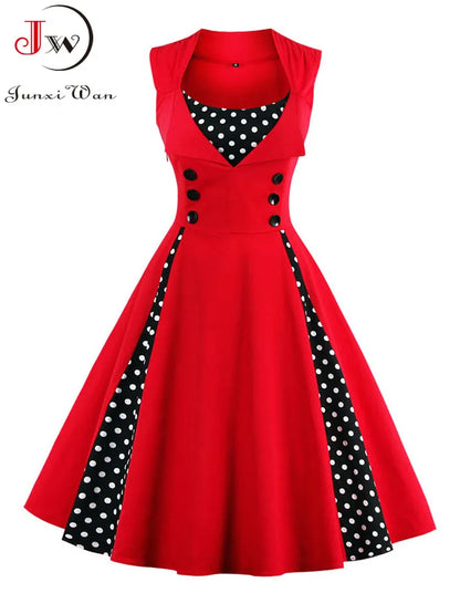 Robe rétro Vintage pour femmes, années 50 et 60, Rockabilly, à pois, Pin Up, robes de soirée, tunique élégante, décontractée, S-5XL