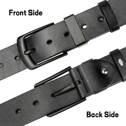 Men's Vintage Casual Belt Black Pin Buckle Student Versatile Leather Wide Belt