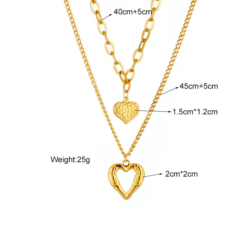 DIEYURO 316L acier inoxydable petits plis inégaux 2 collier d'amour haut de gamme sens accessoires de fête ne se décolore pas cadeaux de haute qualité