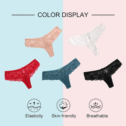 3 Pcs Woman Panties Sexy Lace Thong Underwear Lingerie Female T-back Temptation Low Waist Women Transparent G String