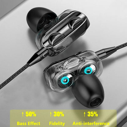 Wired Headset Earphones 3.5mm HiFi Stereo Noise Reduction Earbuds Sports Headphones with Mic for iPhone Xiaomi Huawei Samsung