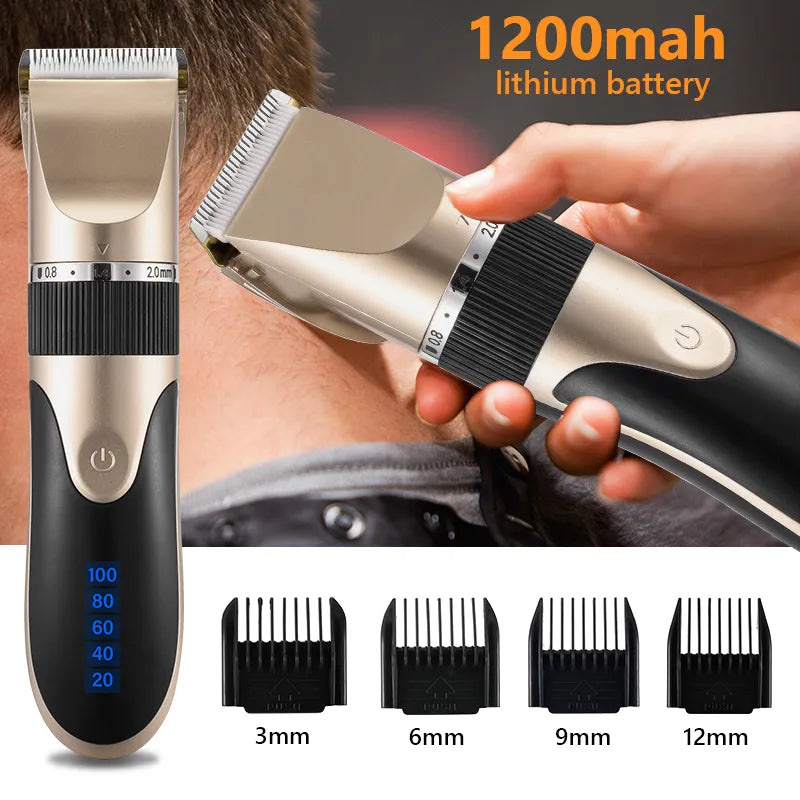 Tondeuse à cheveux professionnelle pour hommes, tondeuse à barbe, Rechargeable, lame en céramique, faible bruit, coupe de cheveux pour adultes et enfants