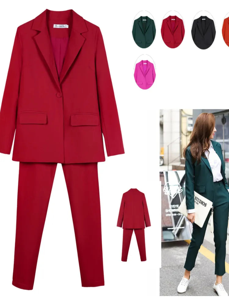 Work Pantsuits OL 2 Piece Set For Women Business Interview Uniform Slim Blazer And Pencil Pants Office Lady Suit Female Outfits