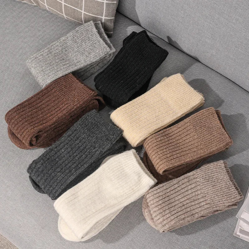 Kvinnor Långa strumpor Cashmere Kvinnor Stövel Solid Ull Lårstrumpa Mager Casual Bomull över Knä-Hög Fluffig Kvinna Lång Knä Sock