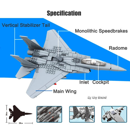 WW2 Military Army Avion Plane Jet Warcraft J-15 Eagle Fighter Morden Warplane Sets Flygplansmodeller Byggklossar Leksaker för pojkar