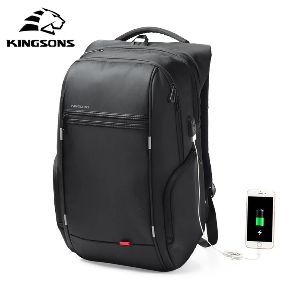 Kingsons Brand 15 17 Backpack for Laptop  External USB Charge Computer Backpacks Anti-theft Waterproof Bags for Men Women