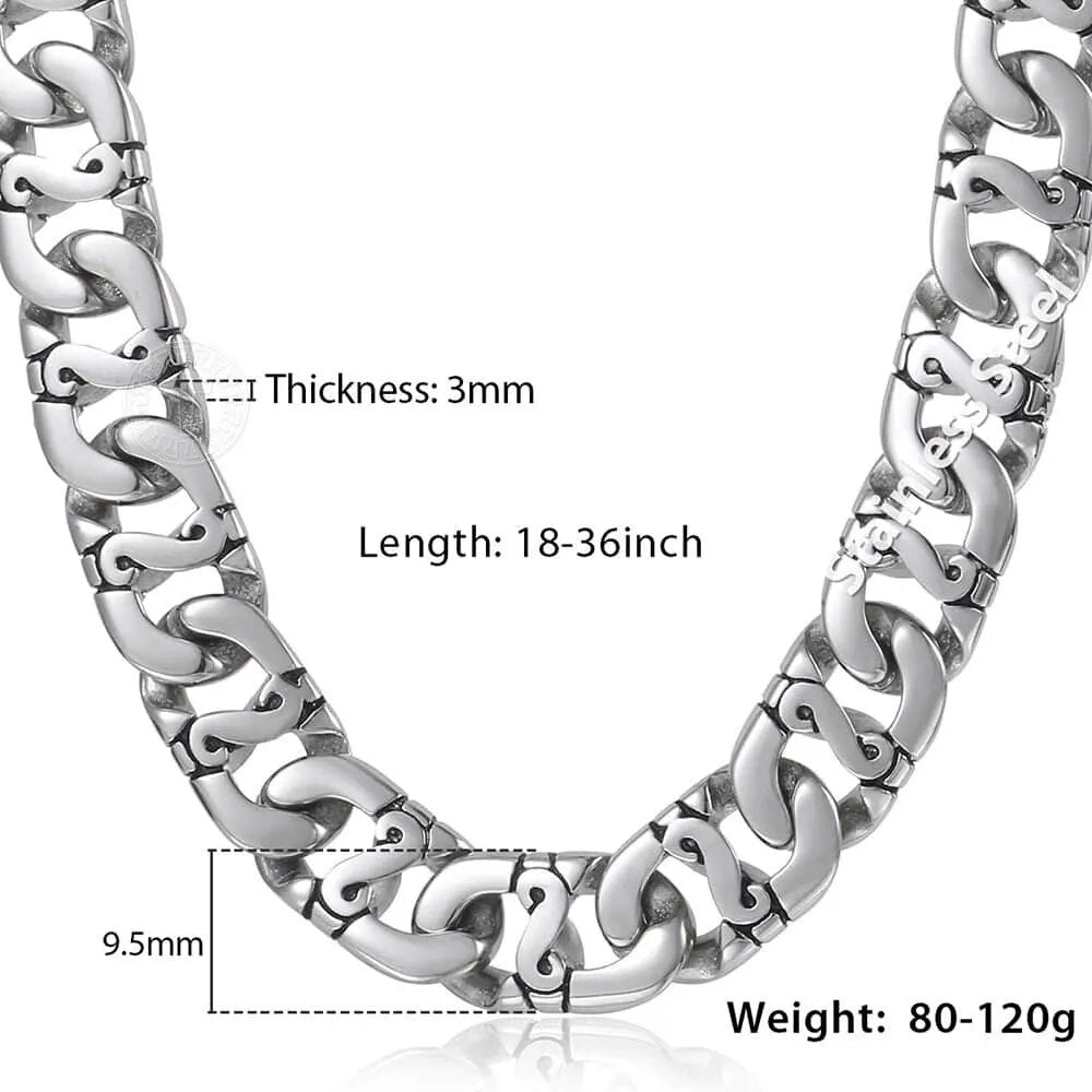 Herrhalsband i rostfritt stål 9,5 mm 18-36 tum