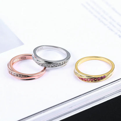 Wedding  Ring For Women Lovers Simple Cubic Zirconia Rose Gold Color Fashion Jewelry