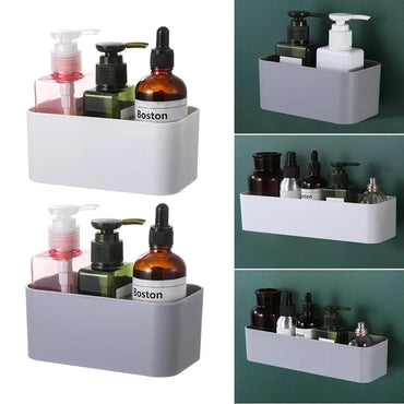 Wall Mounted Cosmetic Storage Box Bathroom Storage Rack Wall Shelf Adhesive Hanger Organizer Remote Control Holder Home Decor