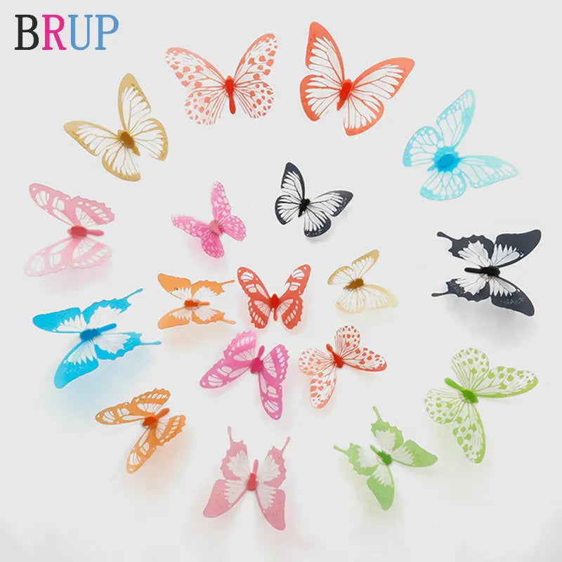 New 18pcs/lot Crystal Butterflies 3d Wall Sticker Beautiful Butterfly Living Room for Kids Room Wall Decals Home Decoration