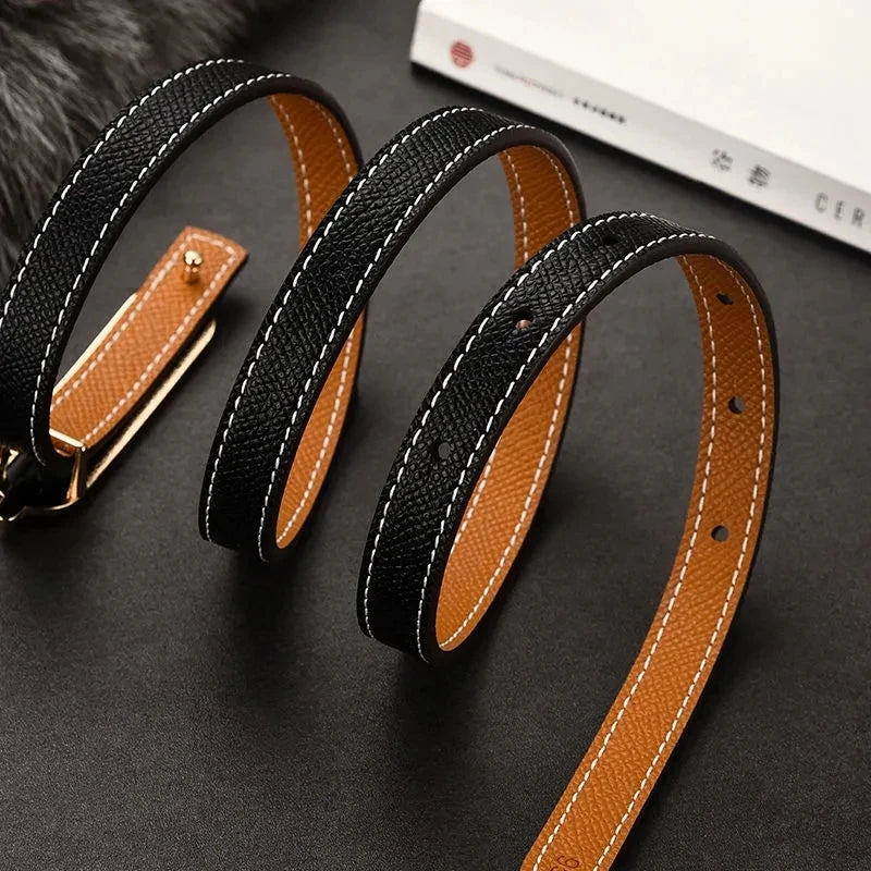 Double-sided use of women's leather belt decorated ins fashion jeans wild student trend luxury design top quality brand