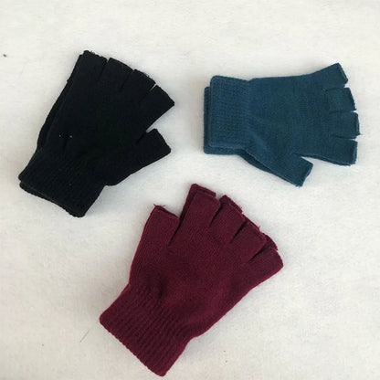 Winter Half Finger Fingerless Gloves Unisex Outdoor Mittens Short Warm Glove Women Men Wool Knit Gloves Elastic Comfort Glove