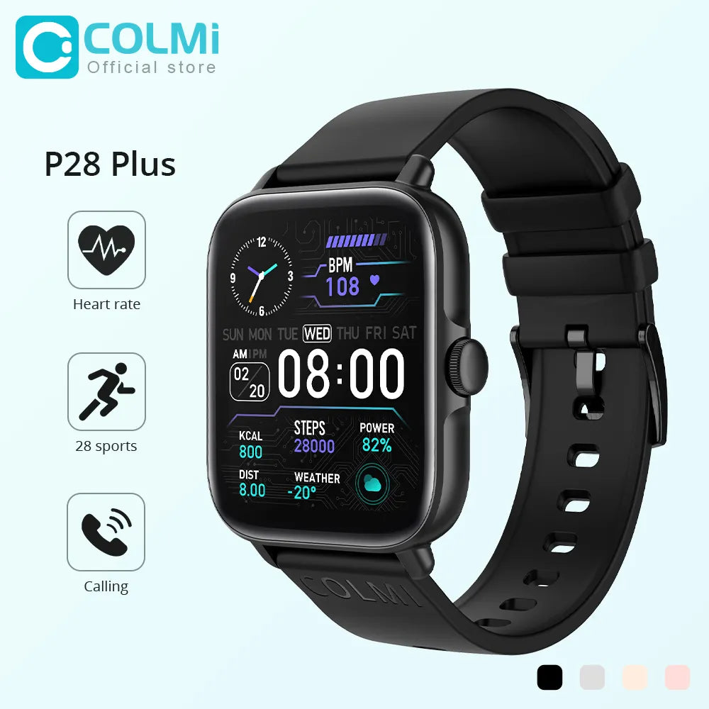 COLMI P28 Plus Bluetooth Svara samtal Smart Watch Herr IP67 vattentät Dam Ring Ring Smartwatch GTS3 GTS 3 för Android iOS-telefon