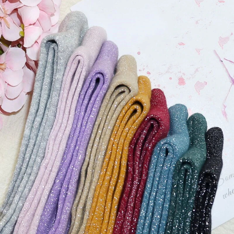 Korean fashion gold and silver knitted women's socks summer trend breathable thin color bright high-quality cool socks