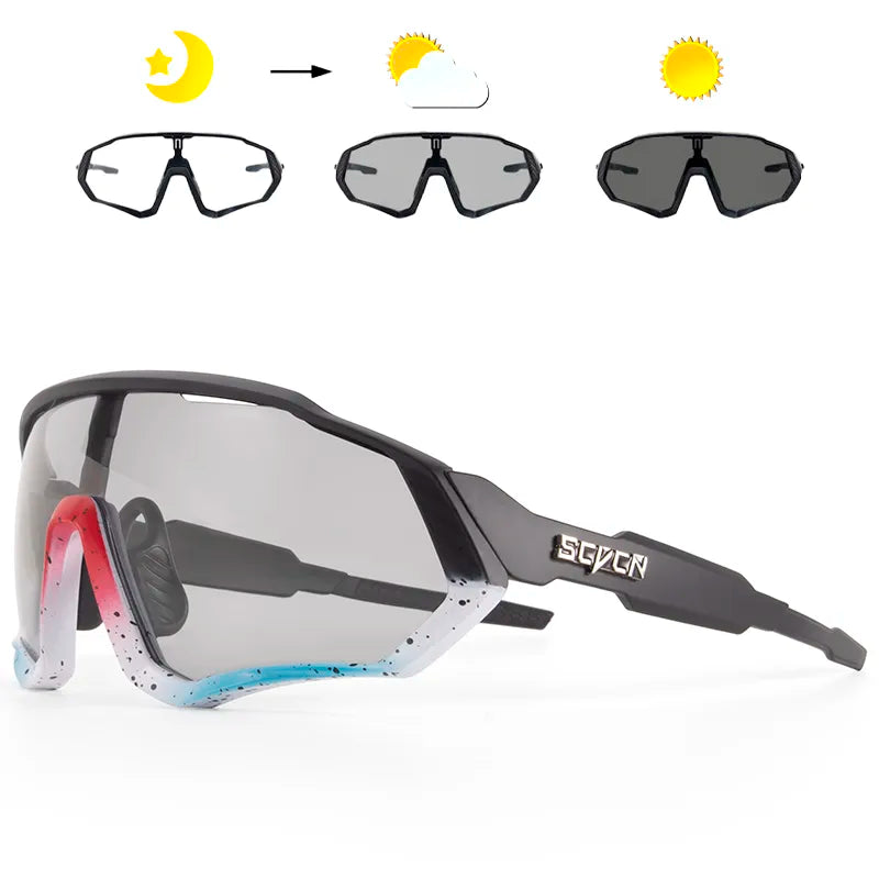 Lunettes de soleil photochromiques vtt lunettes de cyclisme hommes femmes course en plein air lunettes polarisées UV400 sécurité vélo lunettes de vélo