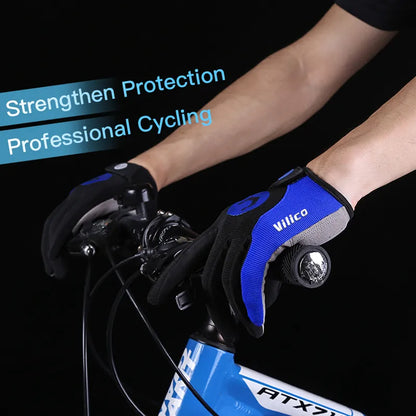 Cycling Anti-slip Full Finger Gloves MTB Bike Gloves Pad Men Breathable Anti-shock Sports Gloves MTB Bike Bicycle Warm Glove Man