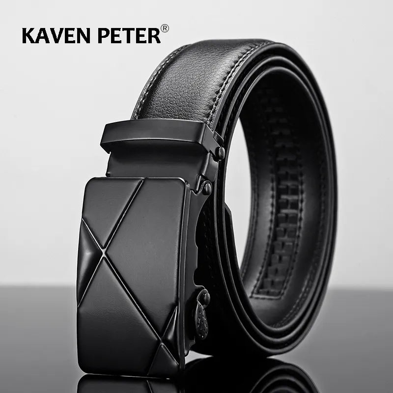 Ceinture en cuir pour hommes, boucle automatique en métal, marque de haute qualité, ceintures de luxe pour hommes, travail célèbre, bracelet en cuir PU noir en peau de vache