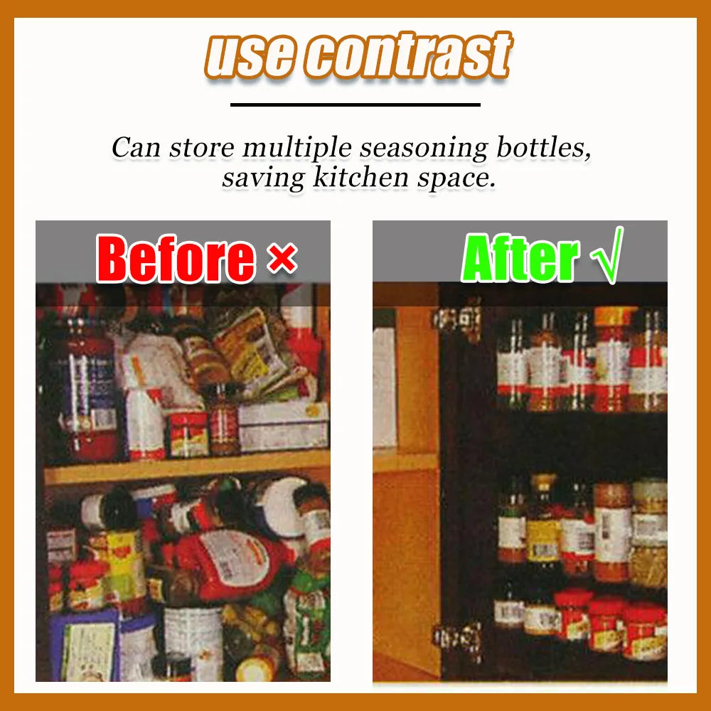 Spice Bottle Rack Kitchen Storage Rack Wall Mount Jars Holder Tools Plastic Clip Jar Rack Cabinet Door Hooks Ingredient Spice