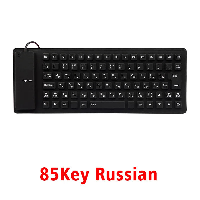 85 Key Russian Letters Engglish Layout Wire USB Interface Silicon Rubber PC Folding Keyboard Teclado Waterproof Computer Laptop