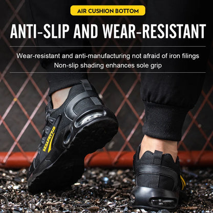 Men's Rotating Button Safety Shoes Steel Toe Work Sneakers Indestructible Shoes Puncture-Proof work Boots Air Cushion Men Boots