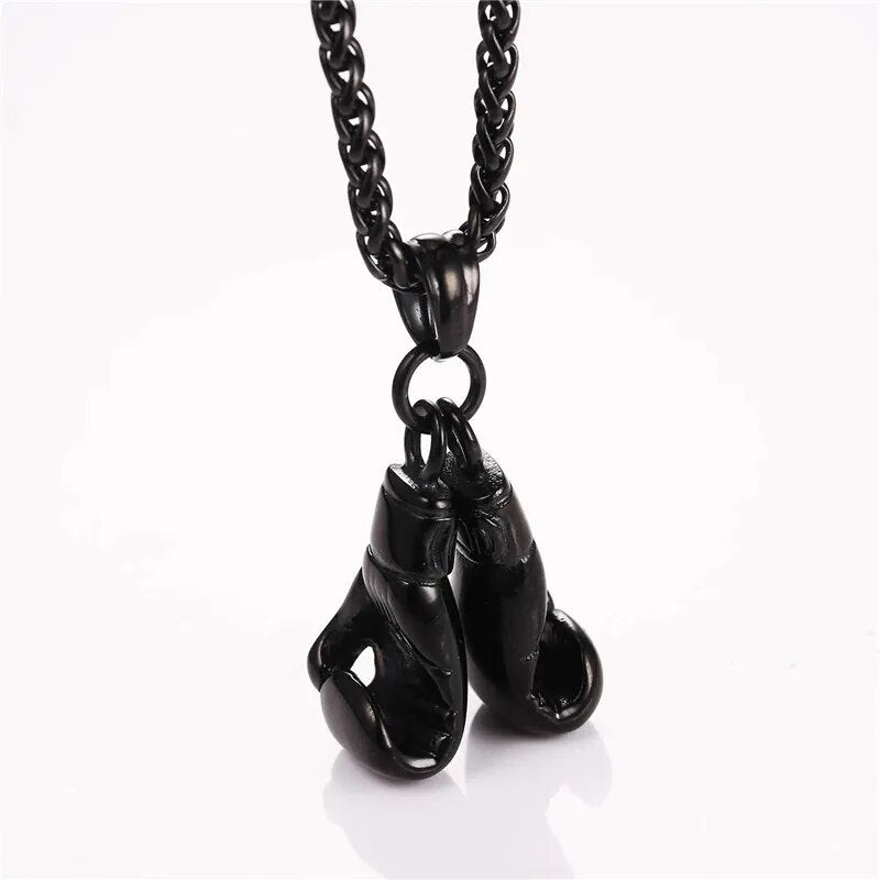 Boxing Necklace for Man 24" Wheat Link Chain Gloves Stainless Steel Sport GYM Fitness Fighting Pendant