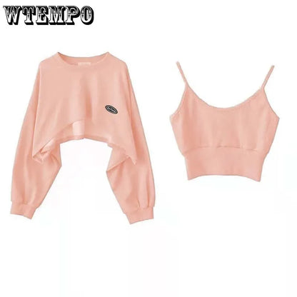 Women's Short Thin Sweatshirt Long Sleeve Crew Neck Casual Top Blouse Daily Casual Two-piece Simple Style